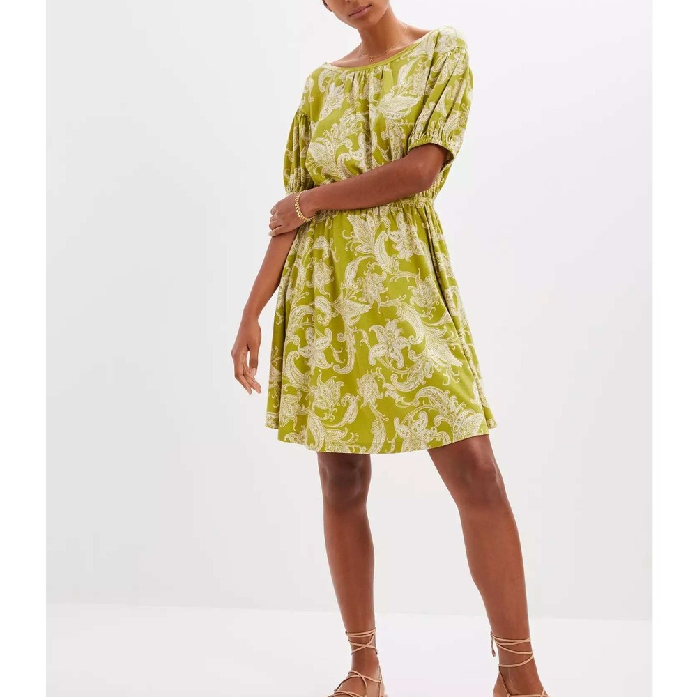 Daily Practice Anthropologie Paisley Elastic Waist Mini Dress Large Cotton Modal